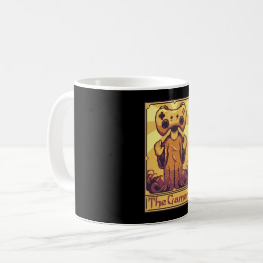 Die Gamer Pixel Tarot Card Kaffeetasse (Vorderseite Links)