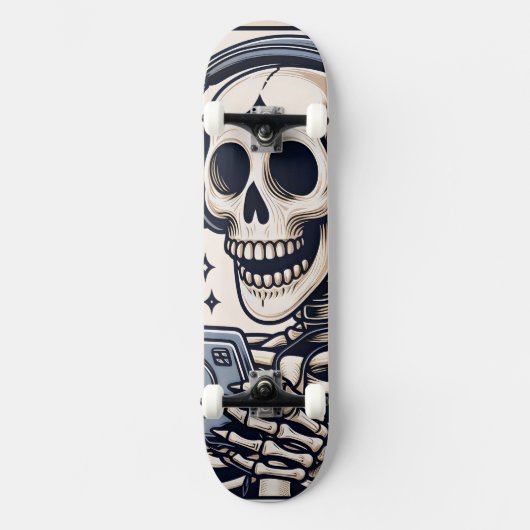 Die Gamer-Skeleton-Tarotkarte Skateboard (Vorderseite)