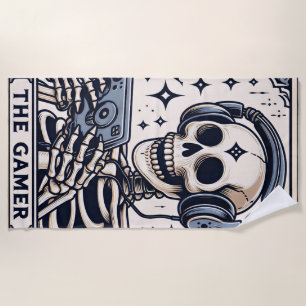 Die Gamer-Skeleton-Tarotkarte Strandtuch