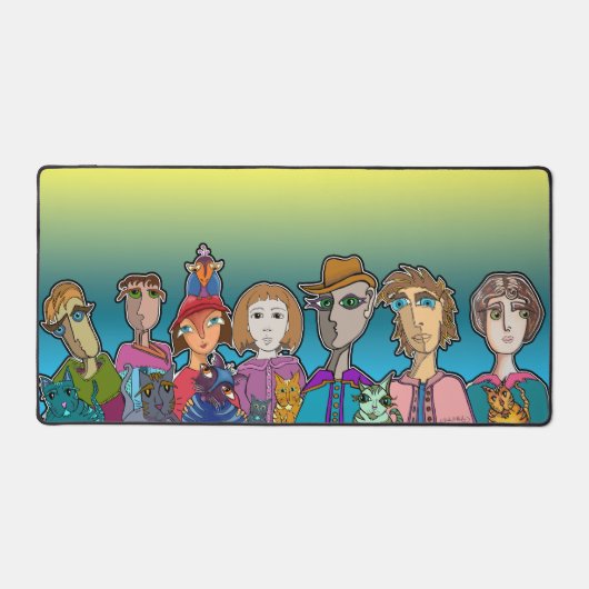 Die Gang und ihre Katzen haben die Mat Schreibtischunterlage (Vorderseite)