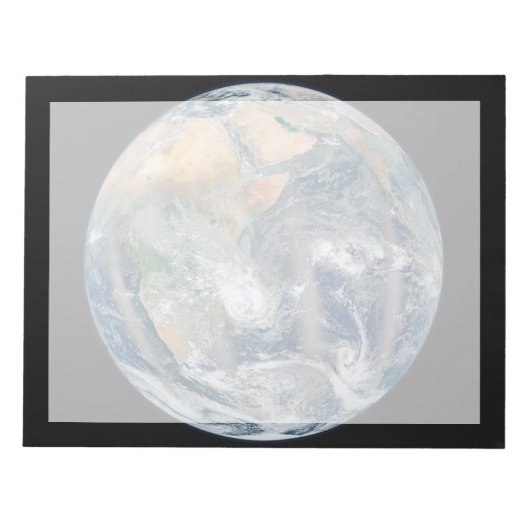 Die ganze Erde, die die östliche Hemisphäre zeigt. Notizblock (Vorderseite)