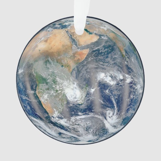 Die ganze Erde, die die östliche Hemisphäre zeigt. Ornament (Vorderseite)