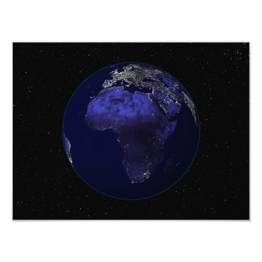 Die ganze Erde in der Nacht zeigt Afrika und Europ Fotodruck (Vorne)