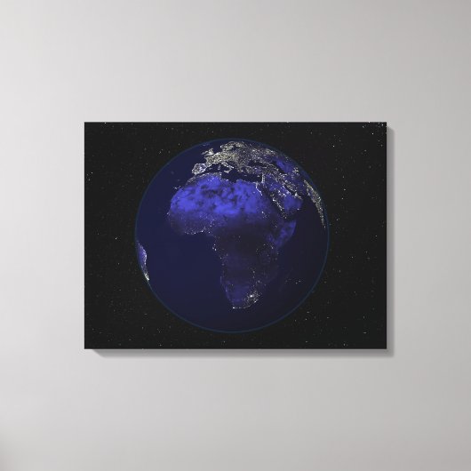 Die ganze Erde in der Nacht zeigt Afrika und Europ Leinwanddruck (Vorderseite)