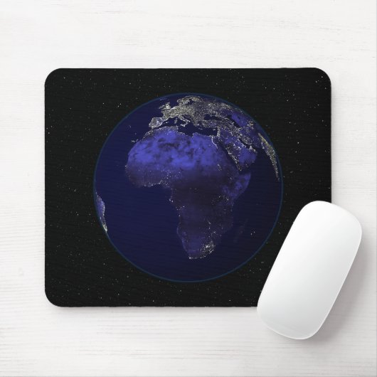 Die ganze Erde in der Nacht zeigt Afrika und Europ Mousepad (Mit Mouse)