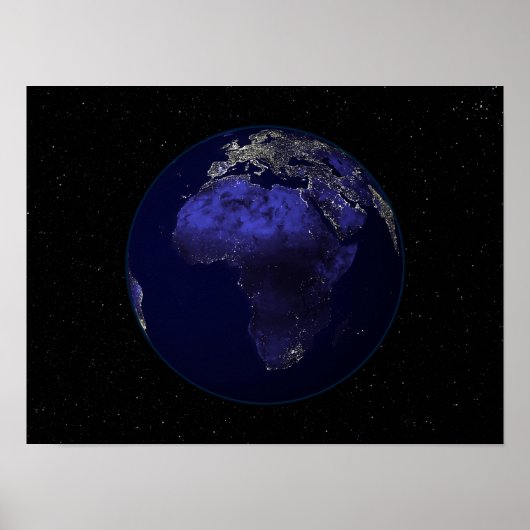 Die ganze Erde in der Nacht zeigt Afrika und Europ Poster (Vorne)