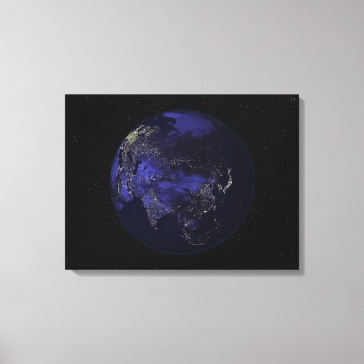Die ganze Erde in der Nacht zeigt Stadtlampen Leinwanddruck (Vorderseite)