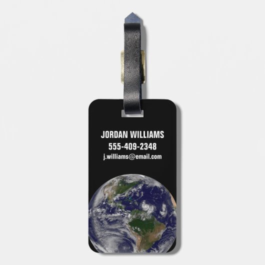 Die ganze Erde mit tropischen Stürmen im Atlantik Gepäckanhänger (Rückseite vertikal)