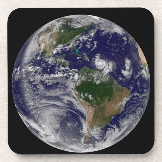Die ganze Erde mit tropischen Stürmen im Atlantik Getränkeuntersetzer (Vorderseite)