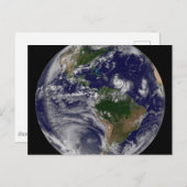 Die ganze Erde mit tropischen Stürmen im Atlantik Postkarte (Vorne/Hinten)