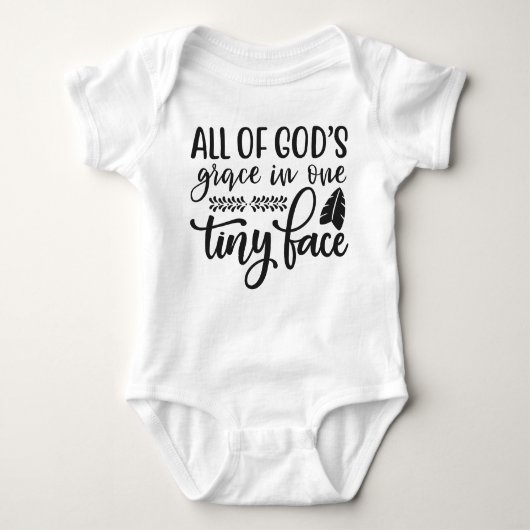 Die ganze Gnade Gottes in einem winzigen Gesicht,  Baby Strampler (Vorderseite)