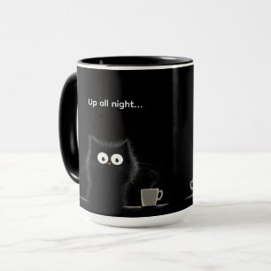 Die ganze Nacht Schwarze Katze Tasse