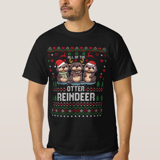 Die ganze Otter Rentier-Weihnachtsmannmütze ist fr T-Shirt (Vorderseite)