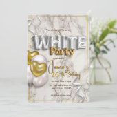 Die ganze weiße Affäre zum Geburtstag Einladung (Stehend Vorderseite)