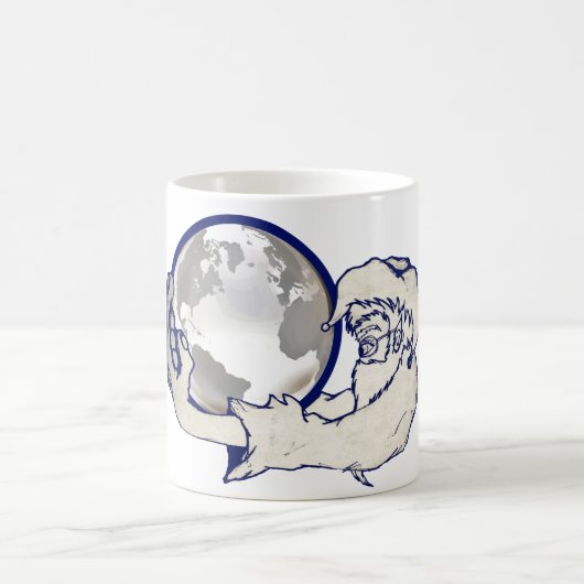 die ganze Welt in Affenhand Kaffeetasse (Mittel)