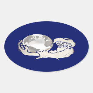 die ganze Welt in Affenhand Ovaler Aufkleber