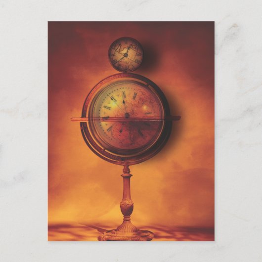 Die ganze Zeit in der Welt Steampunk-Uhr-Globe Postkarte (Vorderseite)