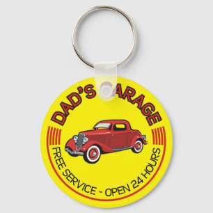 Die Garage des Vaters für Vater, der Autowerkstatt Schlüsselanhänger