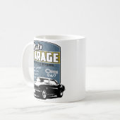 Die Garage des Vaters schwarzes u. weißes Camaro Kaffeetasse (Vorderseite Links)