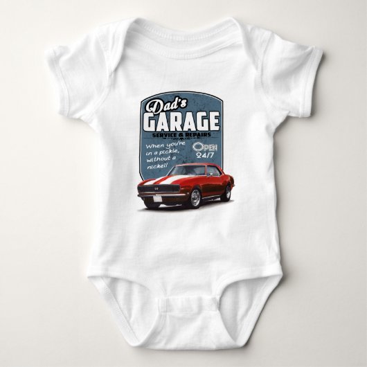 Die Garagen-Rot Camaro des Vaters Baby Strampler (Vorderseite)