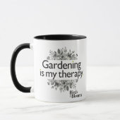 Die Gartenarbeit ist meine Therapie Tasse (Links)