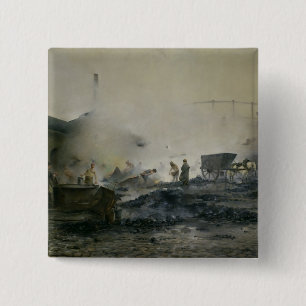 Die Gas-Fabrik bei Courcelles, 1884 Button