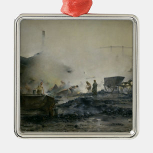 Die Gas-Fabrik bei Courcelles, 1884 Ornament Aus Metall