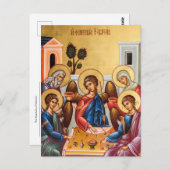 Die Gastfreundschaft des Christlichen Ikons Abraha Postkarte (Vorne/Hinten)