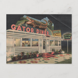 Die Gator Diner Vintage-Postkarte Postkarte