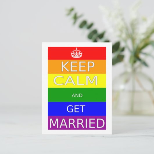 Die Gay Ehe Behalte Ruhe und wird Verheiratet - Po Postkarte (Stehend Vorderseite)