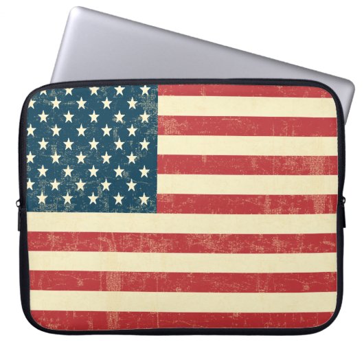 Die gealterte amerikanische Flagge verblaßte Laptopschutzhülle (Vorderseite)