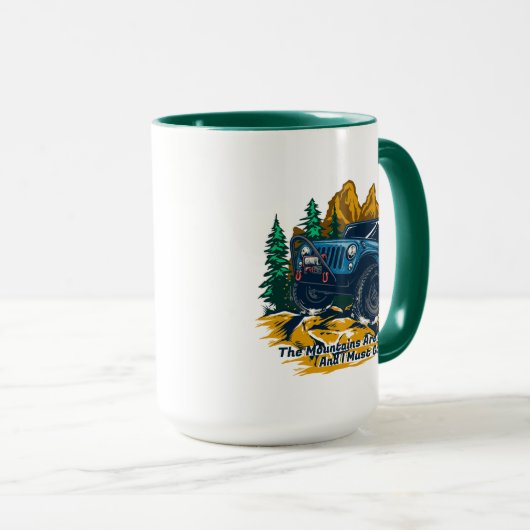 Die Gebirge mit vier Rädern anpassen Tasse (VorderseiteRechts)