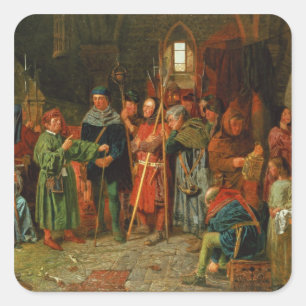 Die Gebühr des Dogberrys zur Uhr Quadratischer Aufkleber