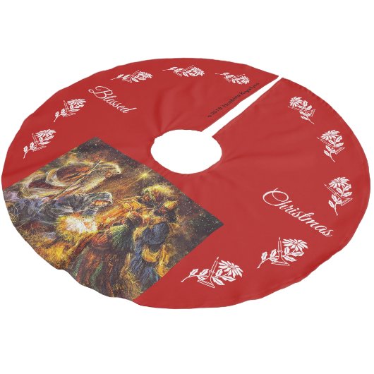 DIE GEBURT CHRISTI #10 POLYESTER WEIHNACHTSBAUMDECKE (Schrägansicht)