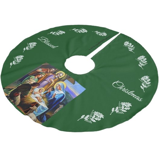 DIE GEBURT CHRISTI #16 POLYESTER WEIHNACHTSBAUMDECKE (Schrägansicht)