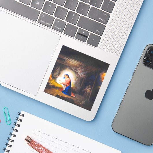 Die Geburt Christi Aufkleber (Laptop mit iPhone)