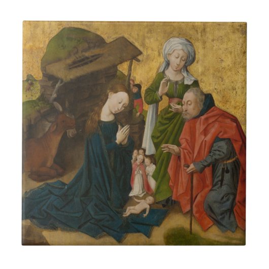Die Geburt Christi, circa 1460 Fliese (Vorderseite)