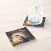 Die Geburt Christi Glasuntersetzer (Schrägansicht)