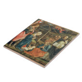 Die Geburt Christi mit SS. Michael und Dominic, Fliese (Seite)