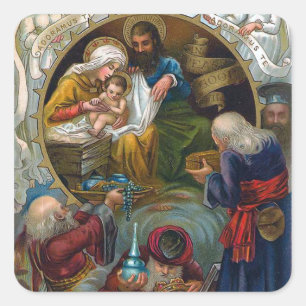 "Die Geburt Christi " Quadratischer Aufkleber