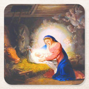 Die Geburt Christi Rechteckiger Pappuntersetzer