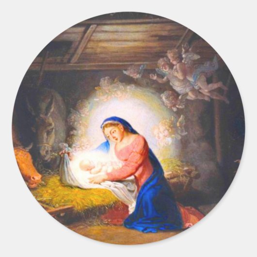 Die Geburt Christi Runder Aufkleber (Vorderseite)
