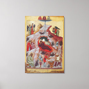 Die Geburt Christi, russische Ikone, 16. Leinwanddruck