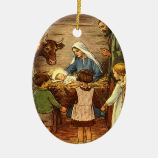 Die Geburt Christi - Weihnachtsverzierung Keramikornament (Vorne)