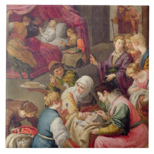 Die Geburt der Jungfrau, 1640 (Öl auf Leinwand) Fliese