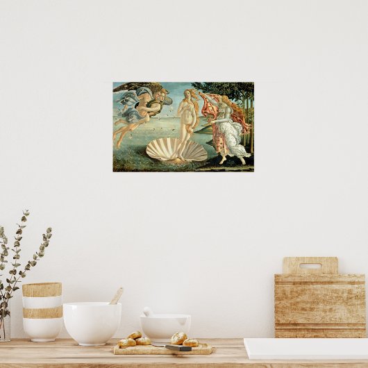 Die Geburt der Venus, c.1485 (Tempera auf der Lein Poster (Küche)
