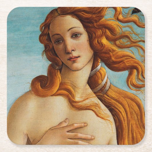 Die Geburt der Venus (Detail), Sandro Botticelli Rechteckiger Pappuntersetzer (Vorderseite)