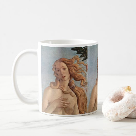 Die Geburt der Venus (Detail) von Sandro Botticell Kaffeetasse (Mit Donut)