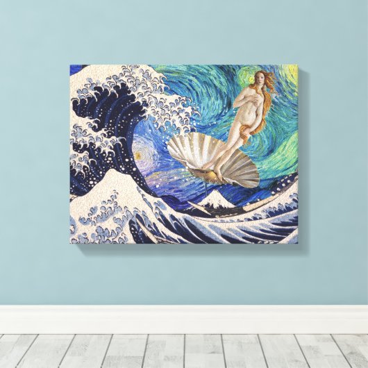 Die Geburt der Venus in der Großen Welle Leinwanddruck (Insitu (Holzboden))