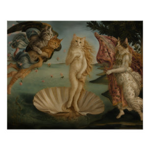 Die Geburt der Venus Katzen Parodie Renaissance Ku Poster